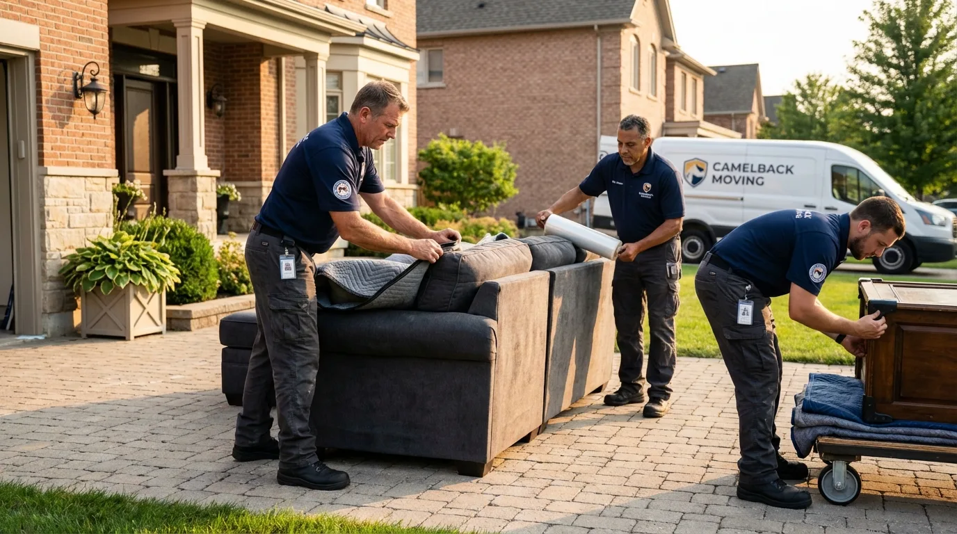 Large estate moving crew wrapping furniture in Moca, PR